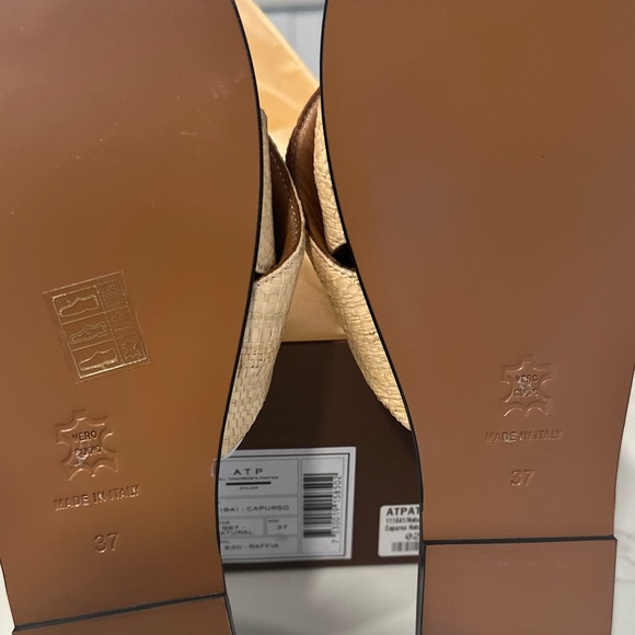 NWT: ATP ATELIER Capurso natural raffia flat sandals size: 37 - Picture 6 of 9